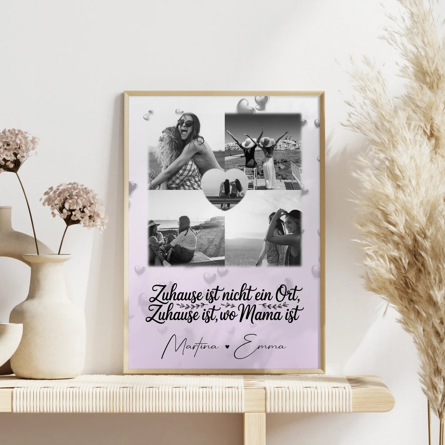 Poster Mama Tochter mit 4 Fotos und 1 Herz Foto You make my heart smile