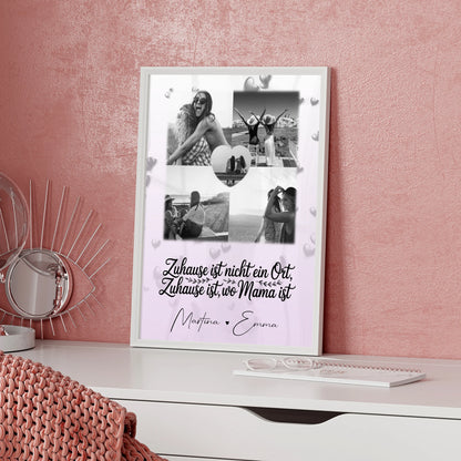 Poster Mama Tochter mit 4 Fotos und 1 Herz Foto You make my heart smile