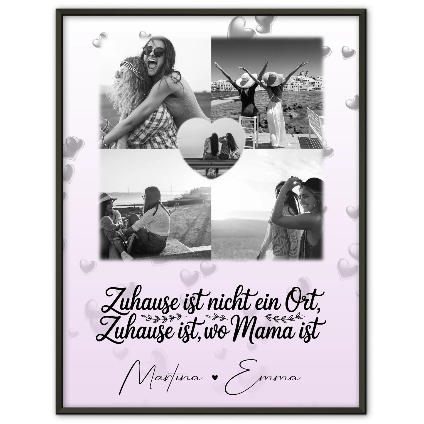 Poster Mama Tochter mit 4 Fotos und 1 Herz Foto You make my heart smile