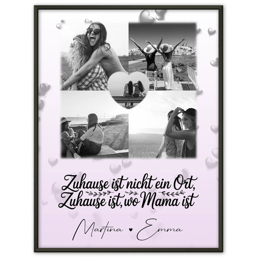 Poster Mama Tochter mit 4 Fotos und 1 Herz Foto You make my heart smile