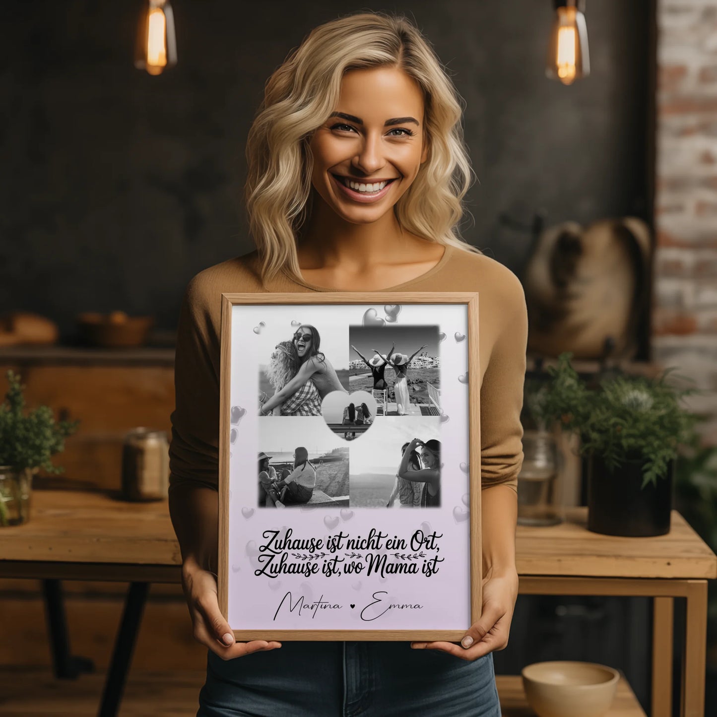 Poster Mama Tochter mit 4 Fotos und 1 Herz Foto You make my heart smile