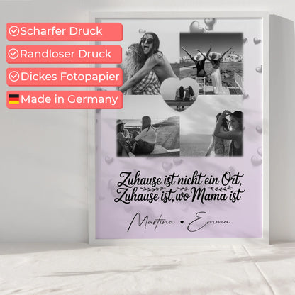 Poster Mama Tochter mit 4 Fotos und 1 Herz Foto You make my heart smile