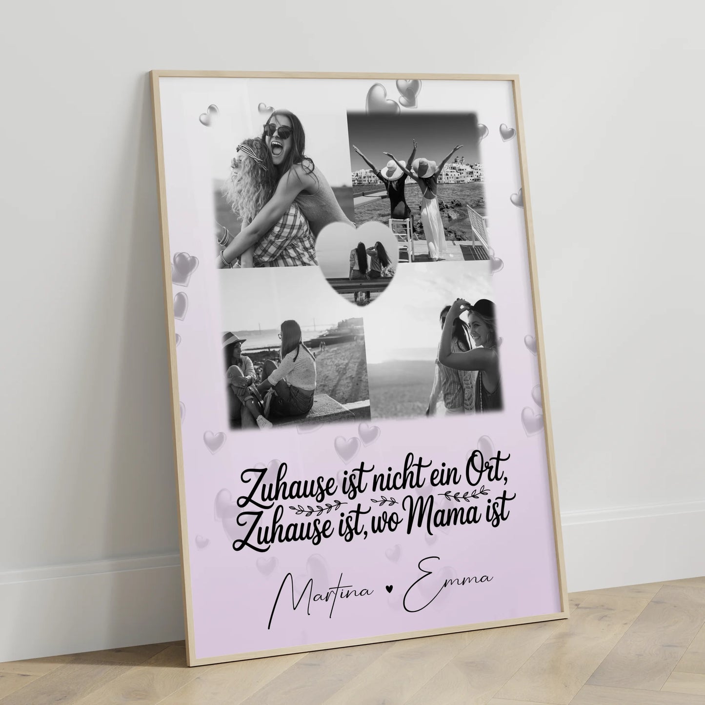 Poster Mama Tochter mit 4 Fotos und 1 Herz Foto You make my heart smile