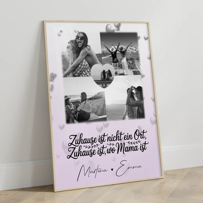 Poster Mama Tochter mit 4 Fotos und 1 Herz Foto You make my heart smile