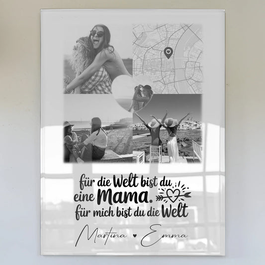 Mama Plakat Acrylglas Bild mit 3 Fotos und Herz Foto Karte You make my heart smile