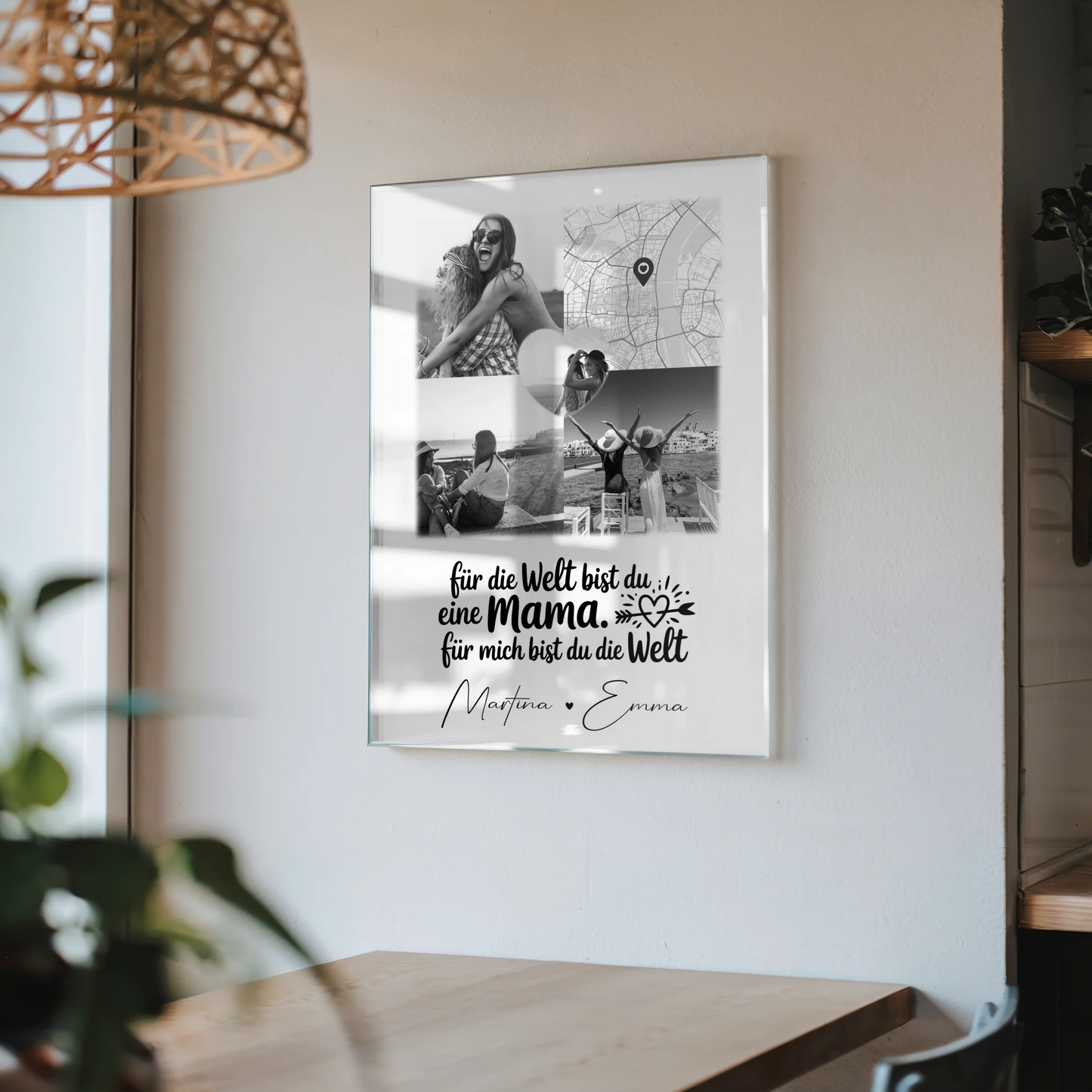 Mama Plakat Acrylglas Bild mit 3 Fotos und Herz Foto Karte You make my heart smile