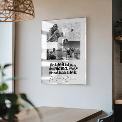 Mama Plakat Acrylglas Bild mit 3 Fotos und Herz Foto Karte You make my heart smile