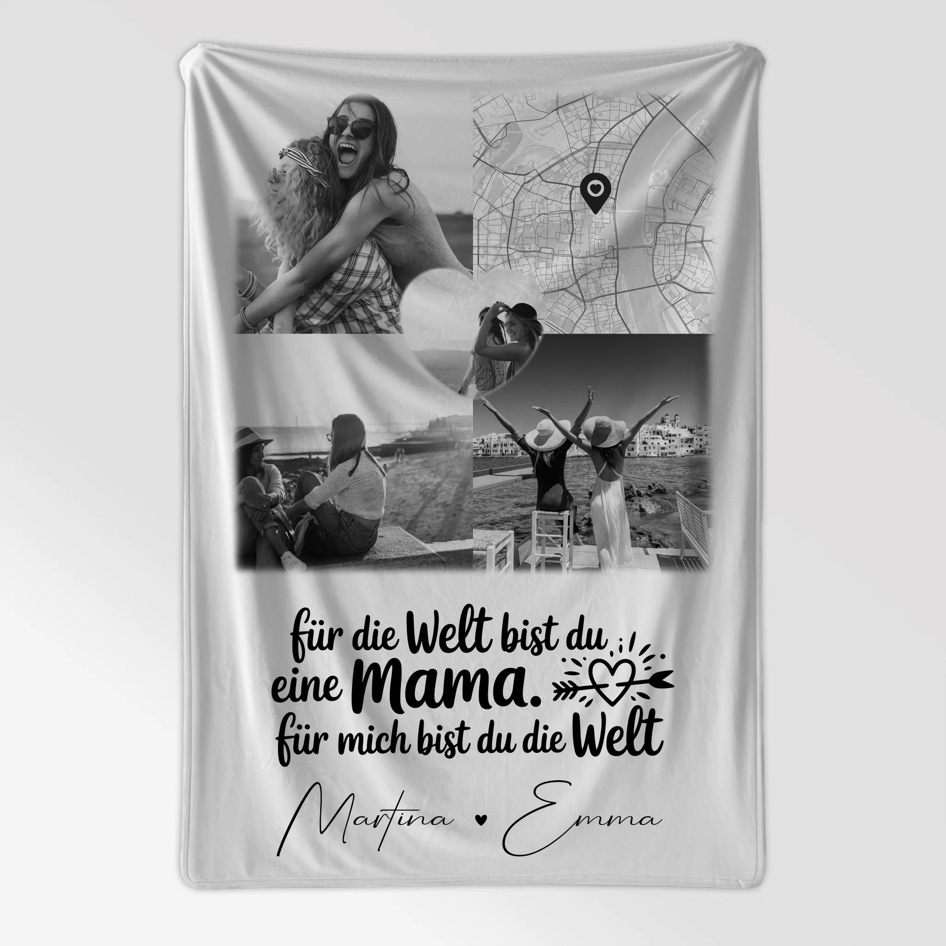 Personalisierte Mutter Tochter Decke mit 3 Fotos 1 Herz Foto Karte You make my heart smile 7