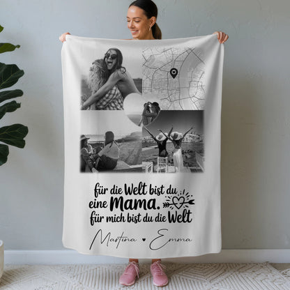 Personalisierte Mutter Tochter Decke mit 3 Fotos 1 Herz Foto Karte You make my heart smile 1