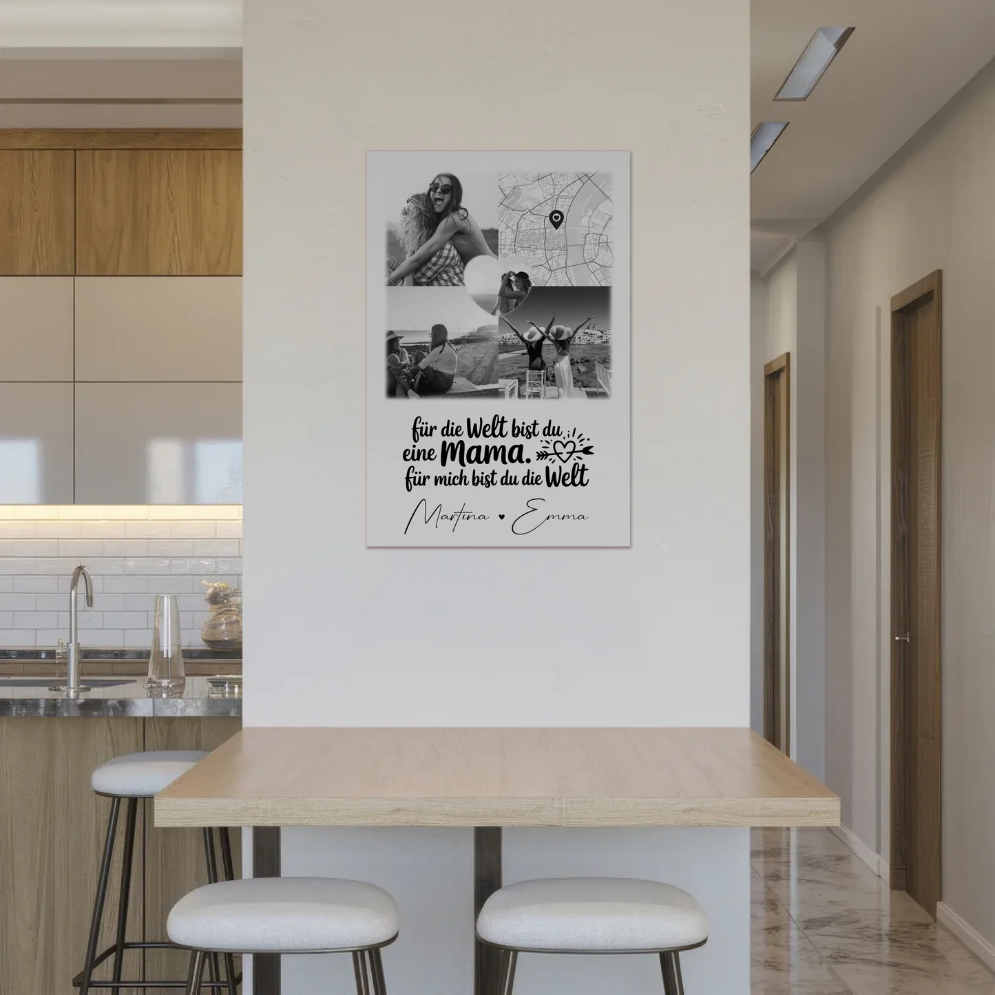 Mama Plakat Fotoboard mit 3 Fotos und Herz Foto Karte You make my heart smile 2