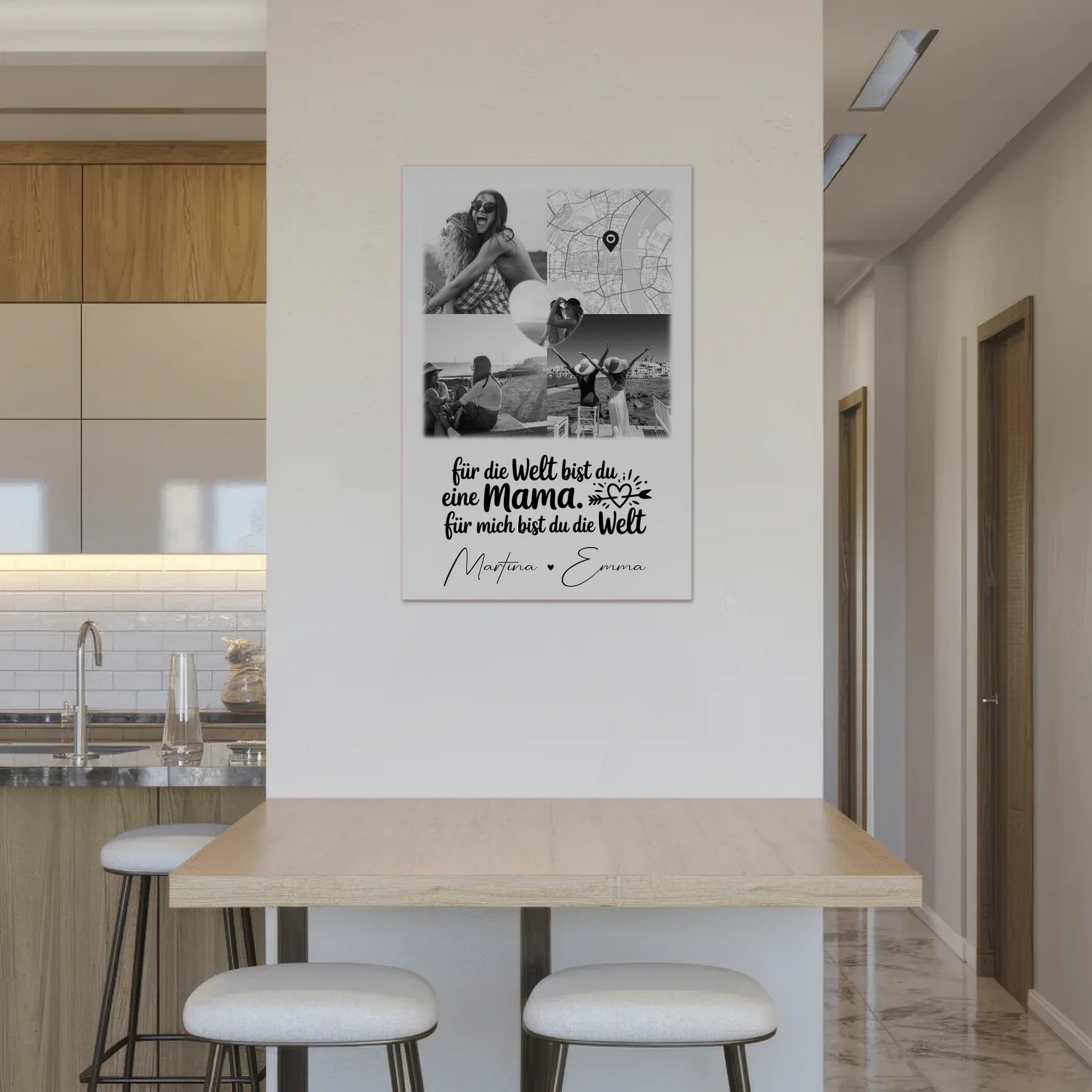 Mama Plakat Fotoboard mit 3 Fotos und Herz Foto Karte You make my heart smile 2