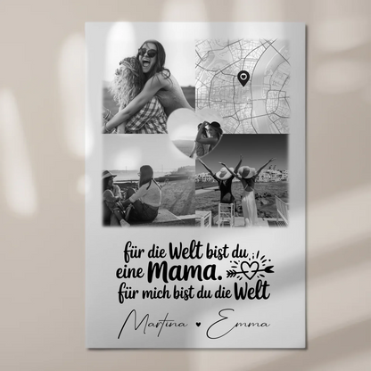 Mama Plakat Fotoboard mit 3 Fotos und Herz Foto Karte You make my heart smile 1
