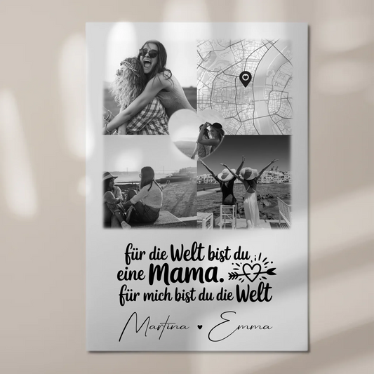 Mama Plakat Fotoboard mit 3 Fotos und Herz Foto Karte You make my heart smile 1