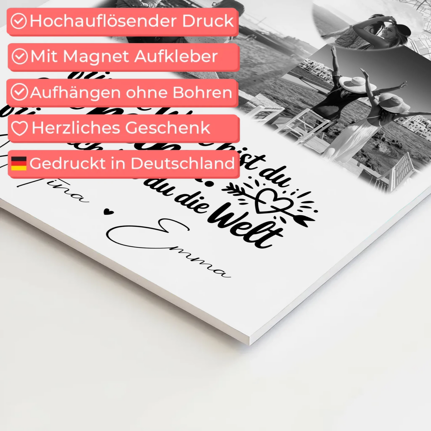 Mama Plakat Fotoboard mit 3 Fotos und Herz Foto Karte You make my heart smile 4