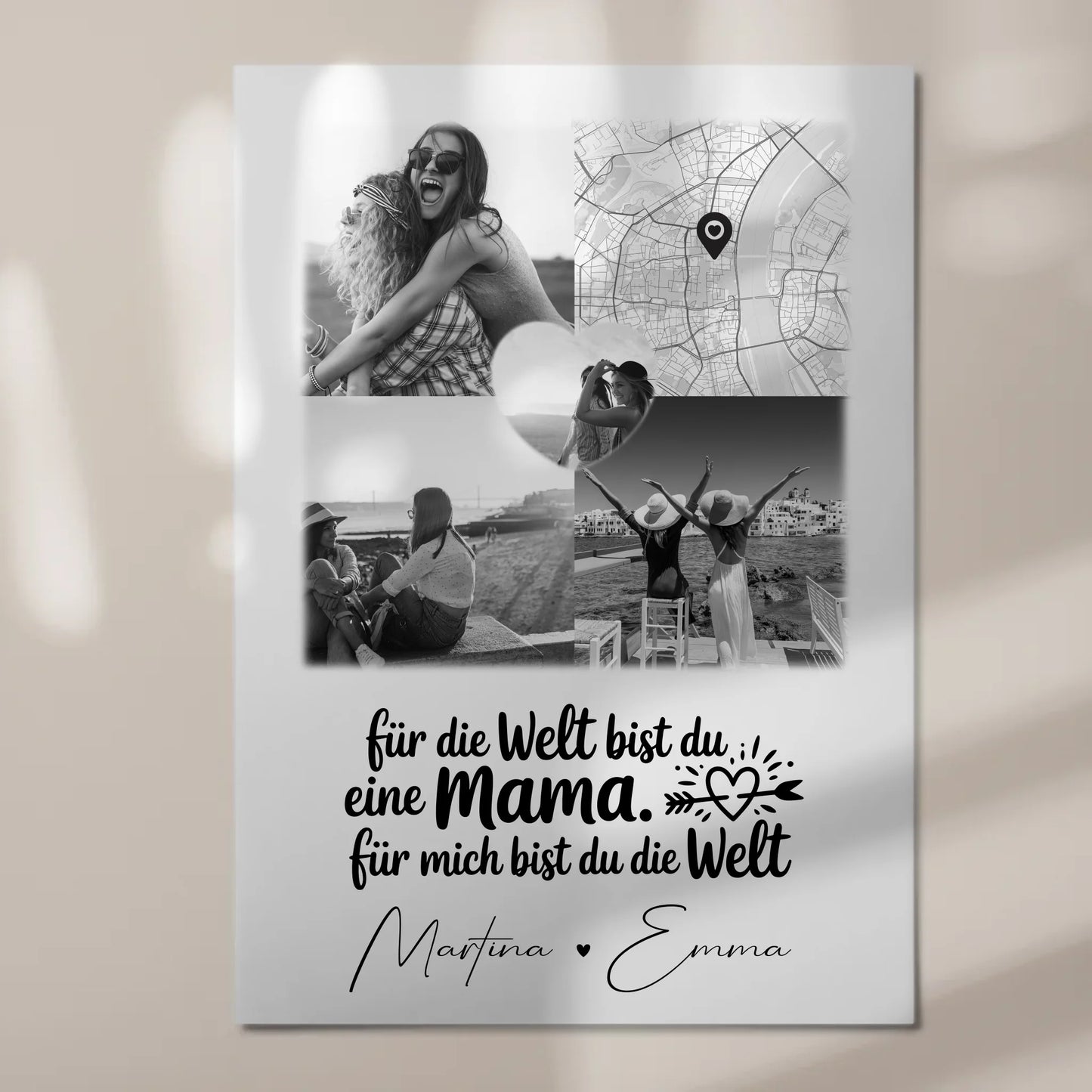 Mama Plakat Fotoboard mit 3 Fotos und Herz Foto Karte You make my heart smile 7