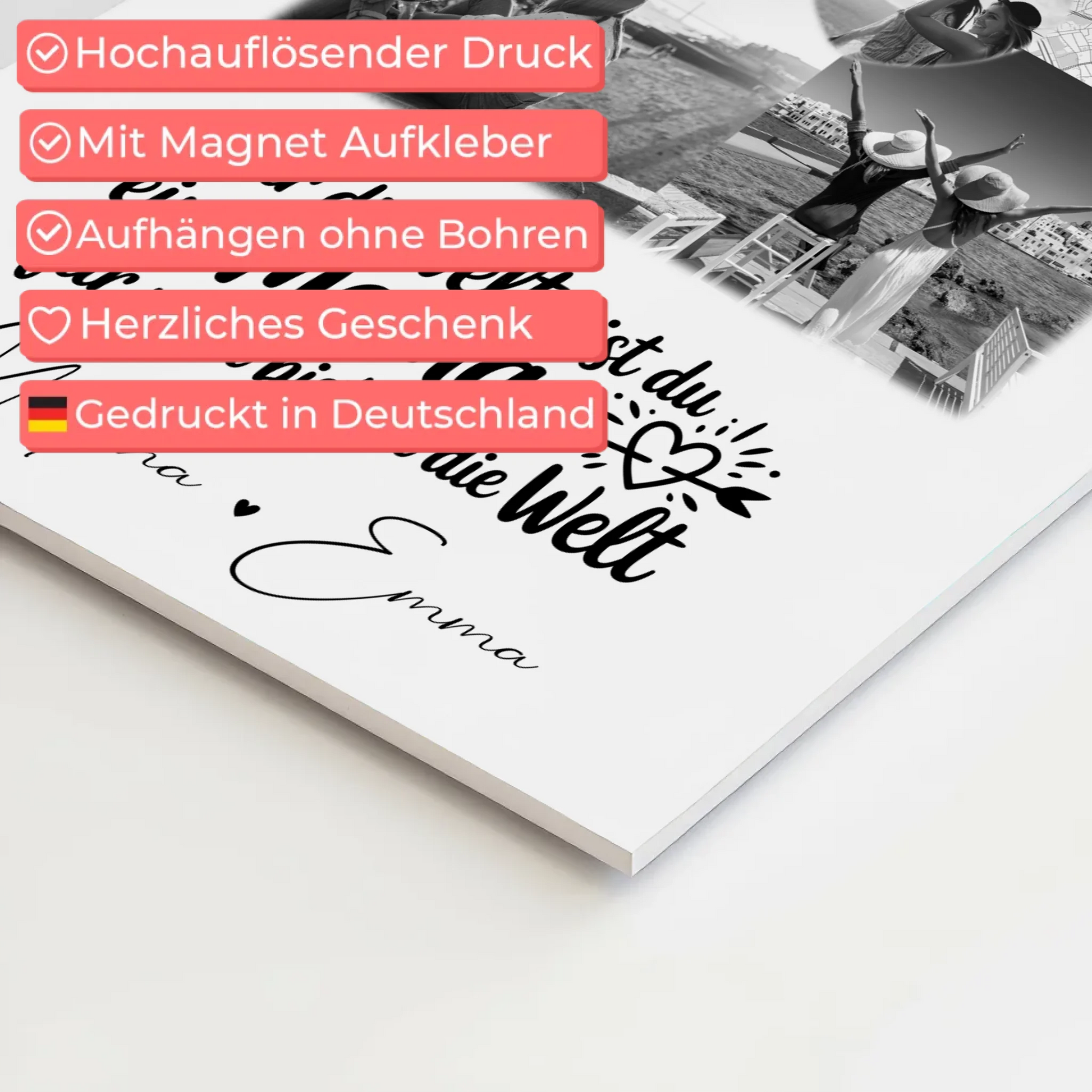 Mama Plakat Fotoboard mit 3 Fotos und Herz Foto Karte You make my heart smile 10