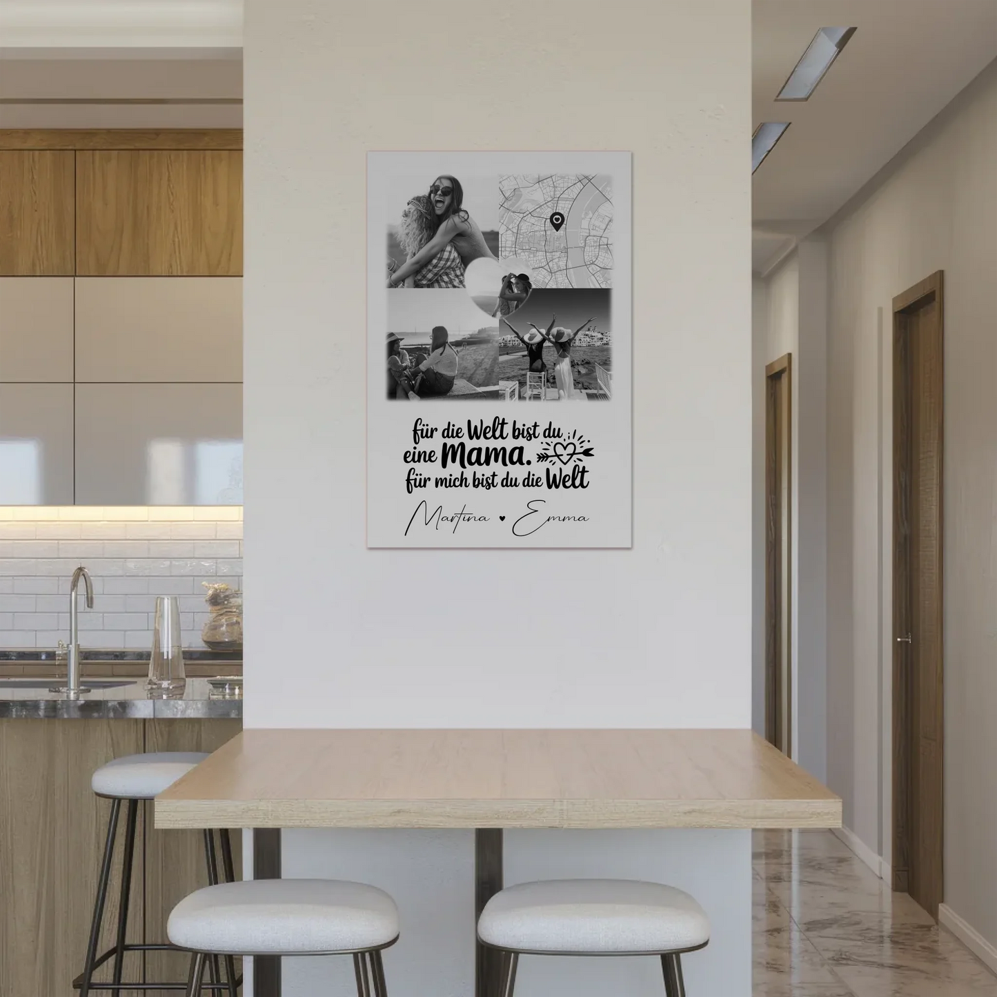 Mama Plakat Fotoboard mit 3 Fotos und Herz Foto Karte You make my heart smile