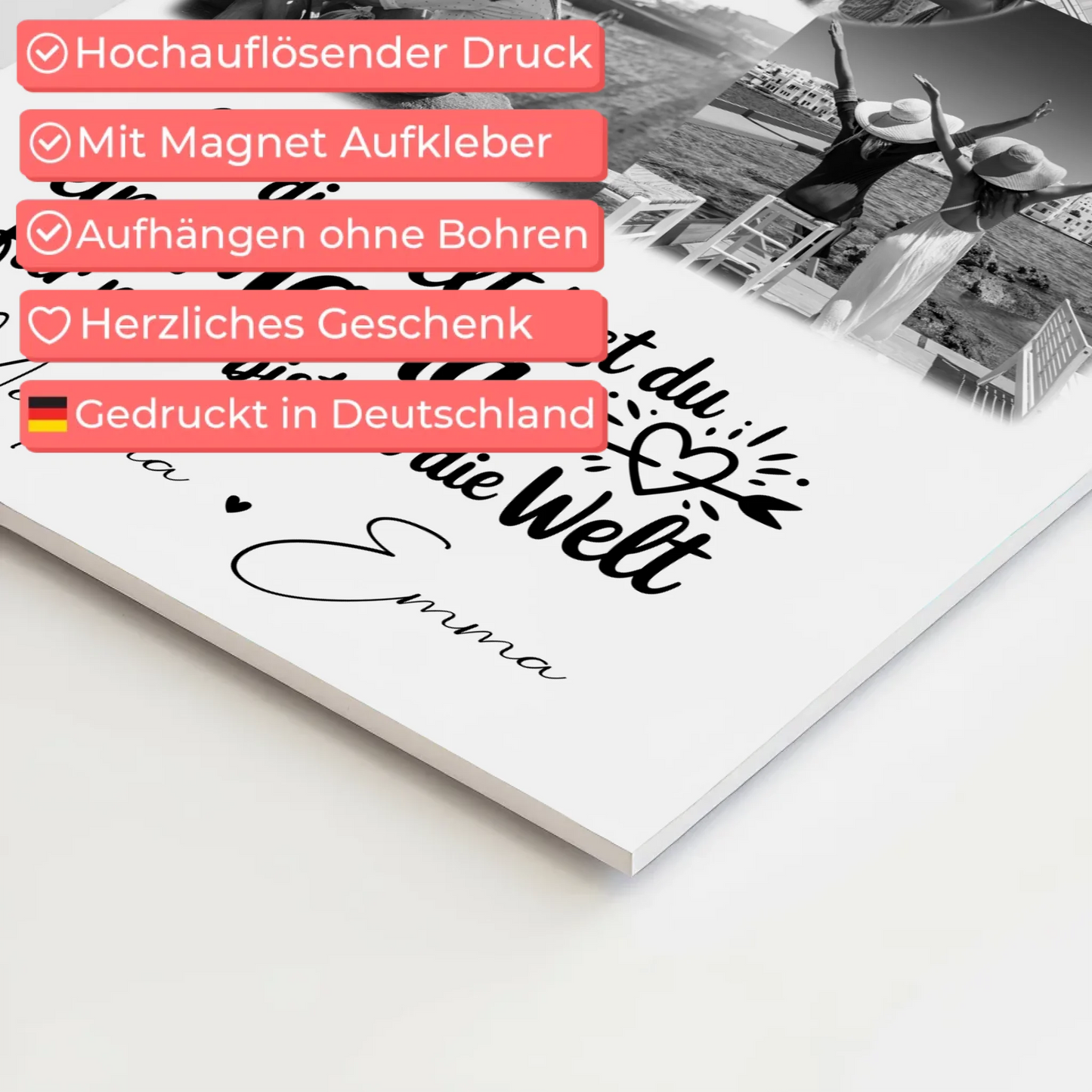 Mama Plakat Fotoboard mit 3 Fotos und Herz Foto Karte You make my heart smile