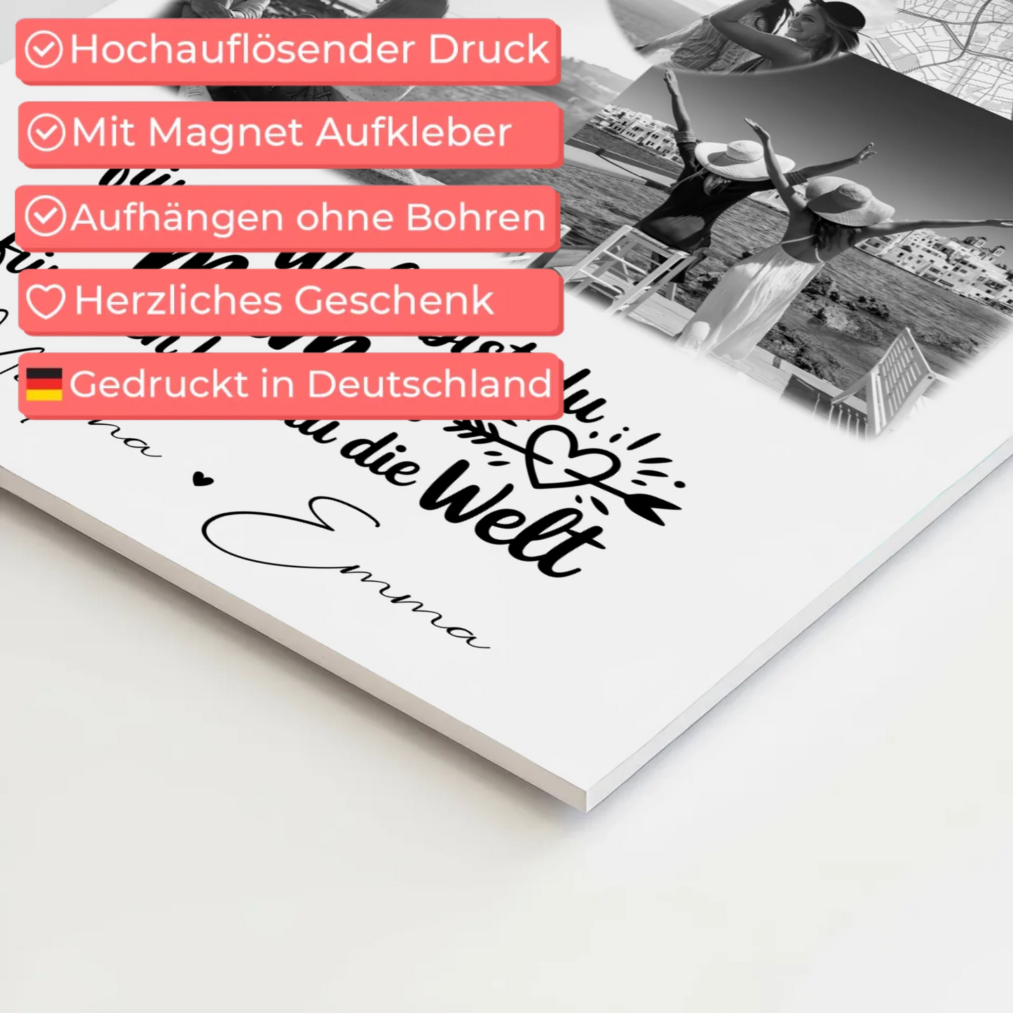 Mama Plakat Fotoboard mit 3 Fotos und Herz Foto Karte You make my heart smile