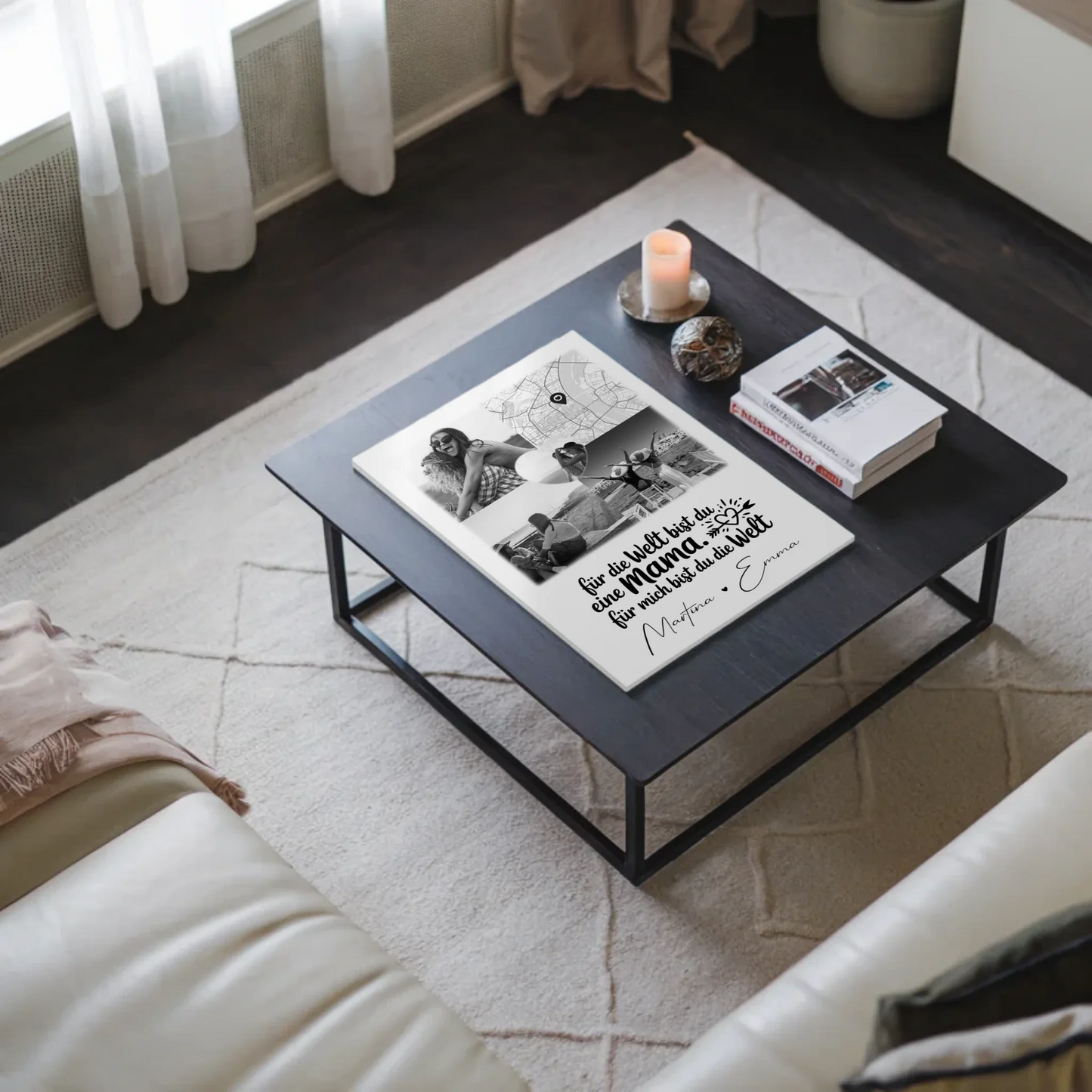 Mama Plakat Fotoboard mit 3 Fotos und Herz Foto Karte You make my heart smile