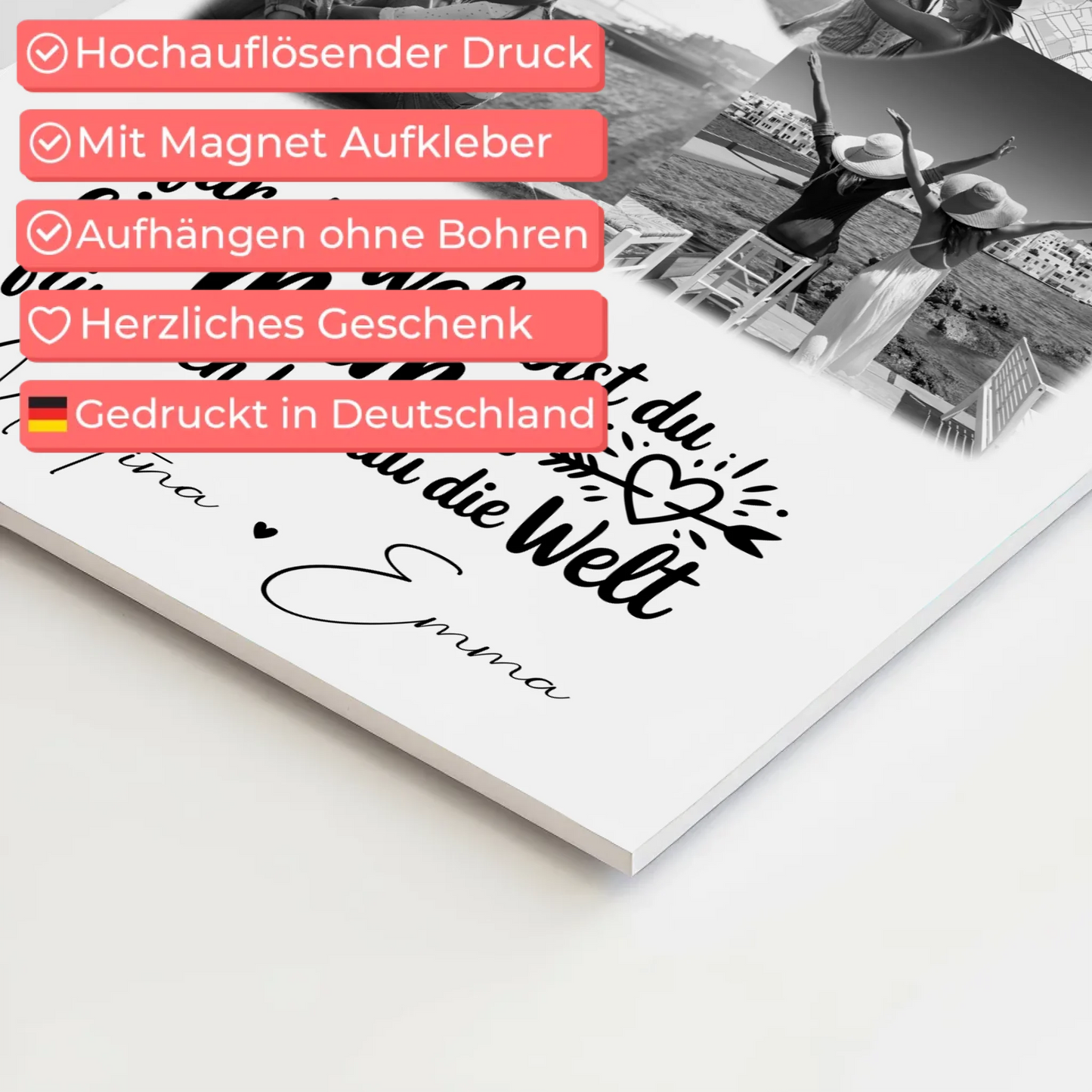 Mama Plakat Fotoboard mit 3 Fotos und Herz Foto Karte You make my heart smile