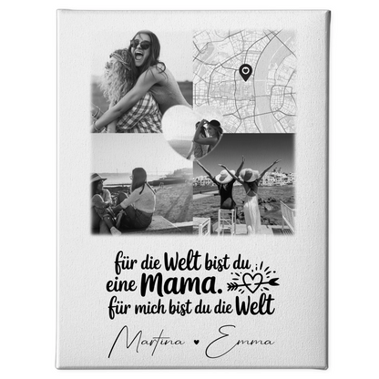 Personalisierte Leinwand Mama mit 3 Fotos Herz Foto Karte You make my heart smile 1