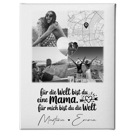 Personalisierte Leinwand Mama mit 3 Fotos Herz Foto Karte You make my heart smile 1