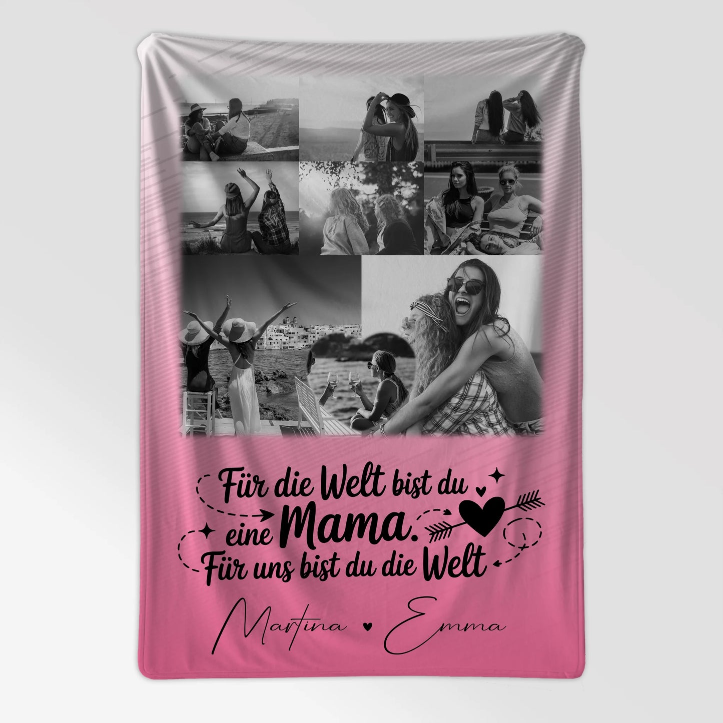 Personalisierte Kuscheldecke Für Mama mit 8 Fotos und Herz Foto Zuhause ist wo du bist 7
