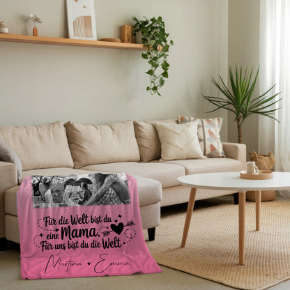 Personalisierte Kuscheldecke Für Mama mit 8 Fotos und Herz Foto Zuhause ist wo du bist 4