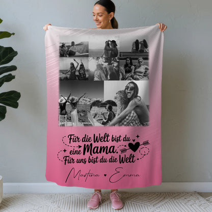 Personalisierte Kuscheldecke Für Mama mit 8 Fotos und Herz Foto Zuhause ist wo du bist 1