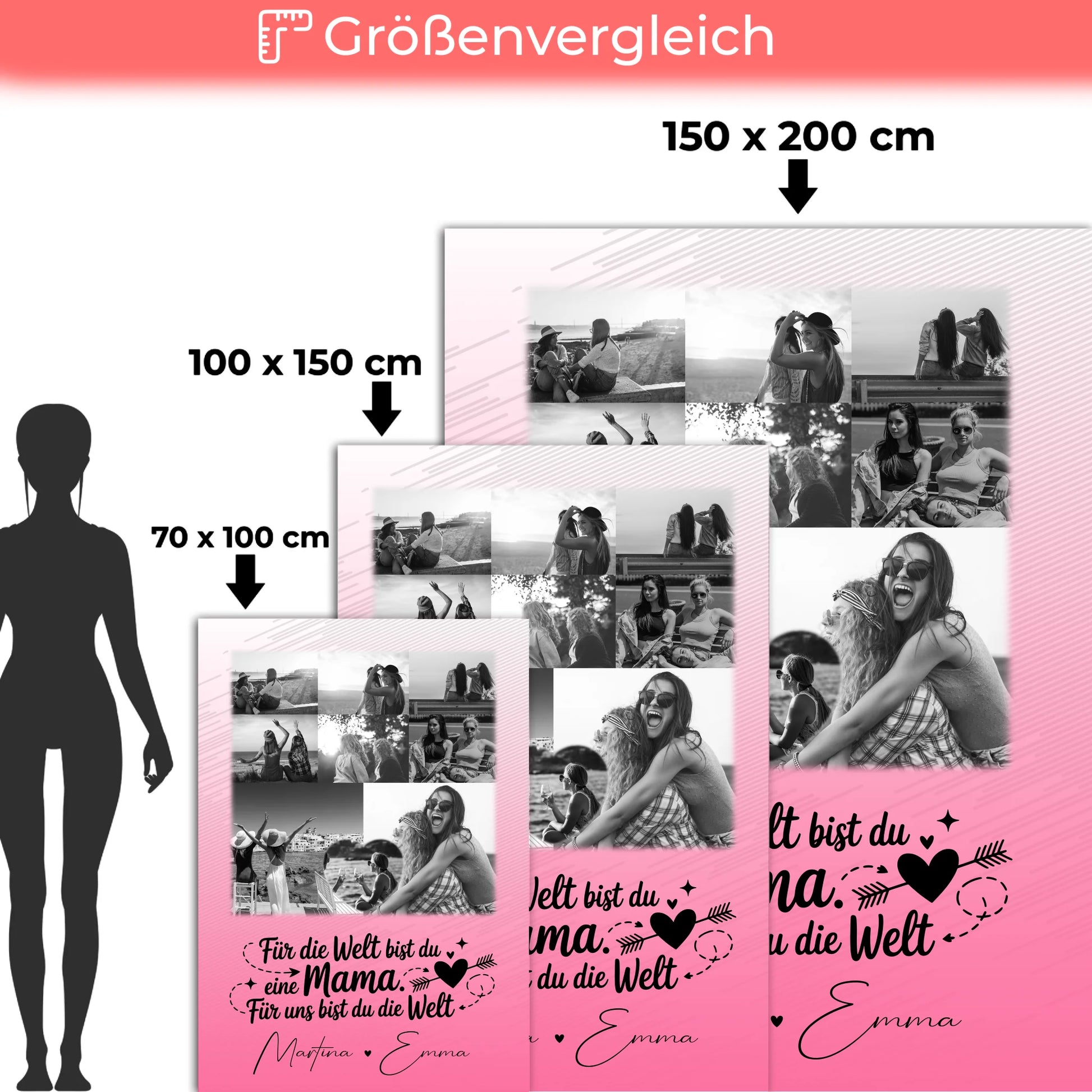 Personalisierte Kuscheldecke Für Mama mit 8 Fotos und Herz Foto Zuhause ist wo du bist 5