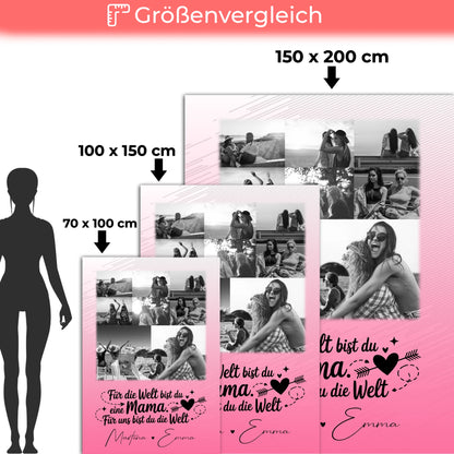 Personalisierte Kuscheldecke Für Mama mit 8 Fotos und Herz Foto Zuhause ist wo du bist 5