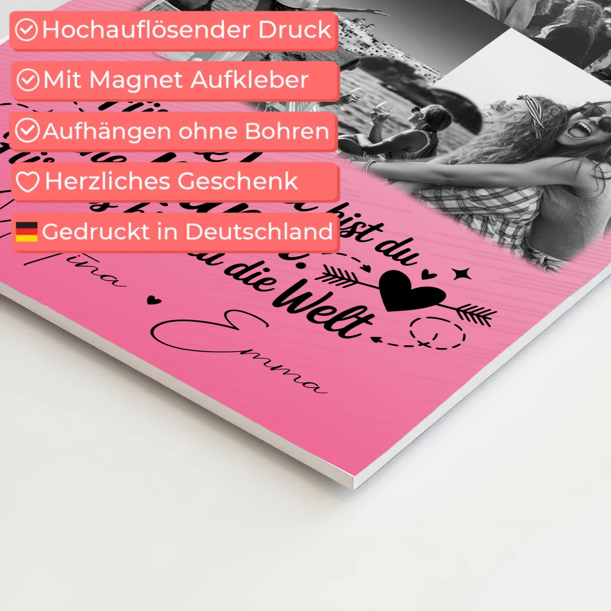 Personalisiertes Mama Plakat mit 8 Fotos und 1 Herz Foto Zuhause ist wo du bist 4
