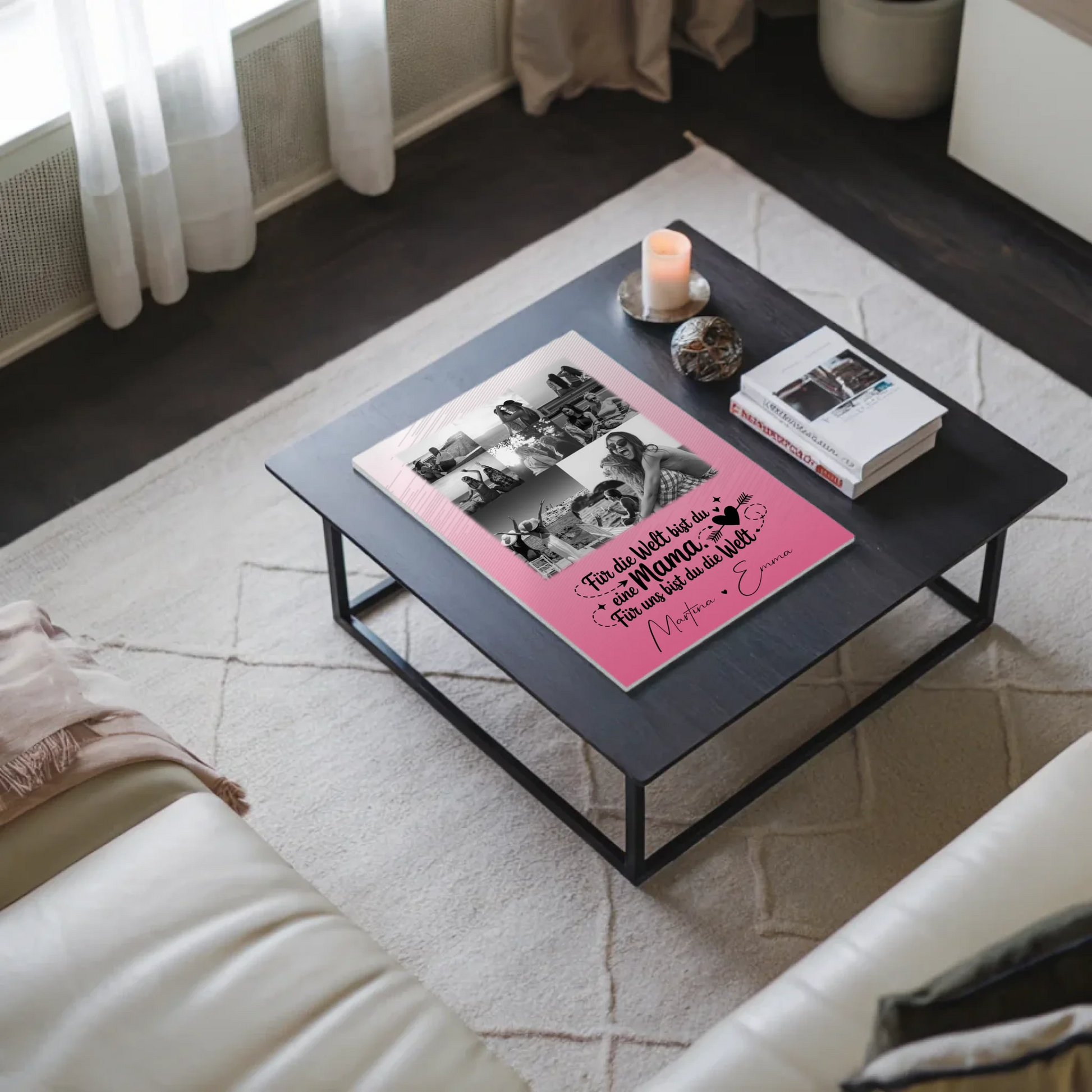 Personalisiertes Mama Plakat mit 8 Fotos und 1 Herz Foto Zuhause ist wo du bist 9
