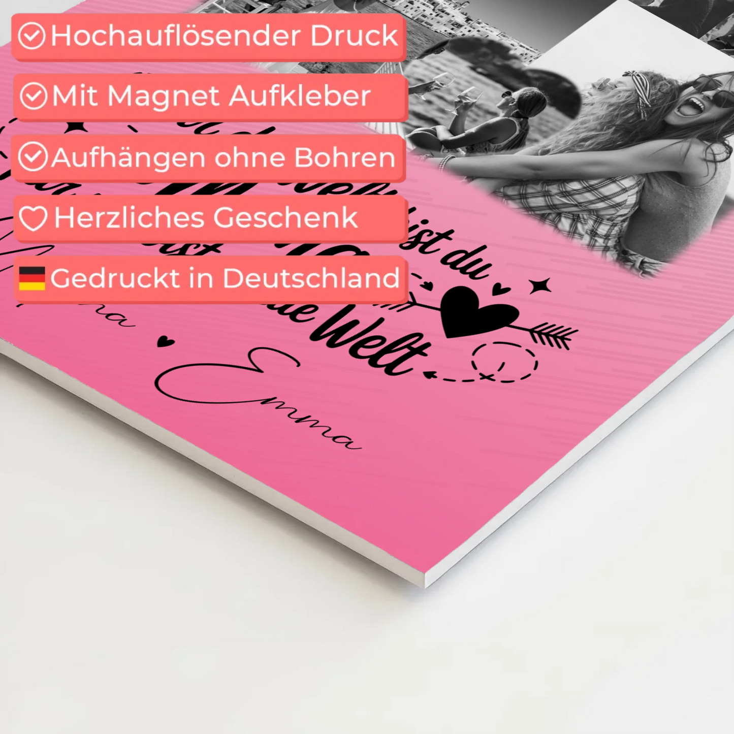 Personalisiertes Mama Plakat mit 8 Fotos und 1 Herz Foto Zuhause ist wo du bist 10