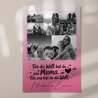 Personalisiertes Mama Plakat mit 8 Fotos und 1 Herz Foto Zuhause ist wo du bist