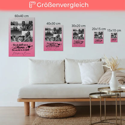Personalisiertes Mama Plakat mit 8 Fotos und 1 Herz Foto Zuhause ist wo du bist
