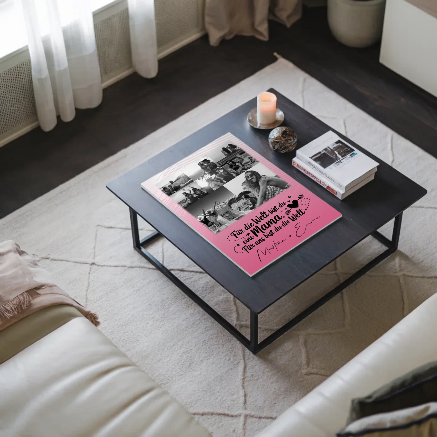 Personalisiertes Mama Plakat mit 8 Fotos und 1 Herz Foto Zuhause ist wo du bist