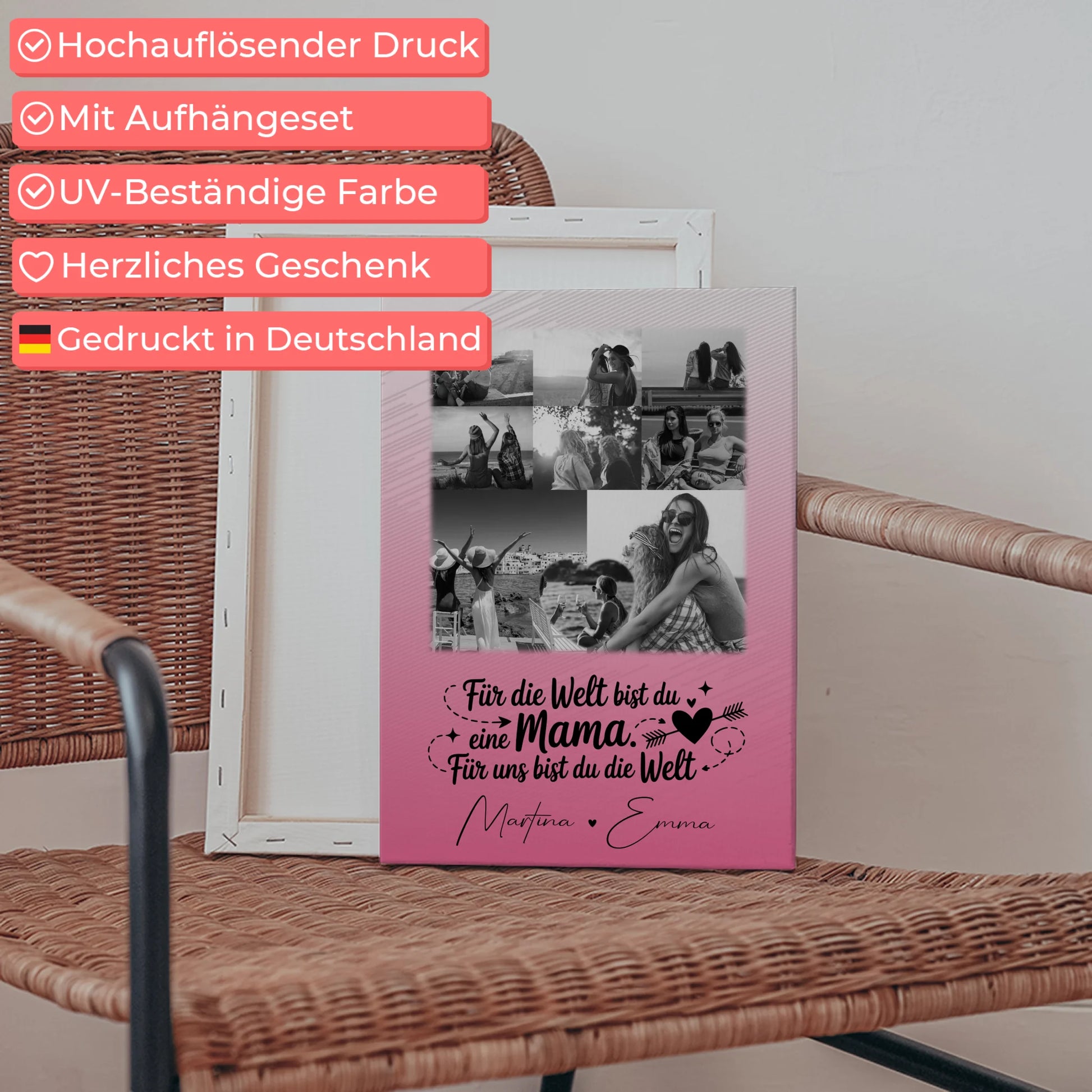 Mama Leinwand mit 8 Fotos und 1 Herz Foto Personalisiertes Geschenk Zuhause ist wo du bist 5