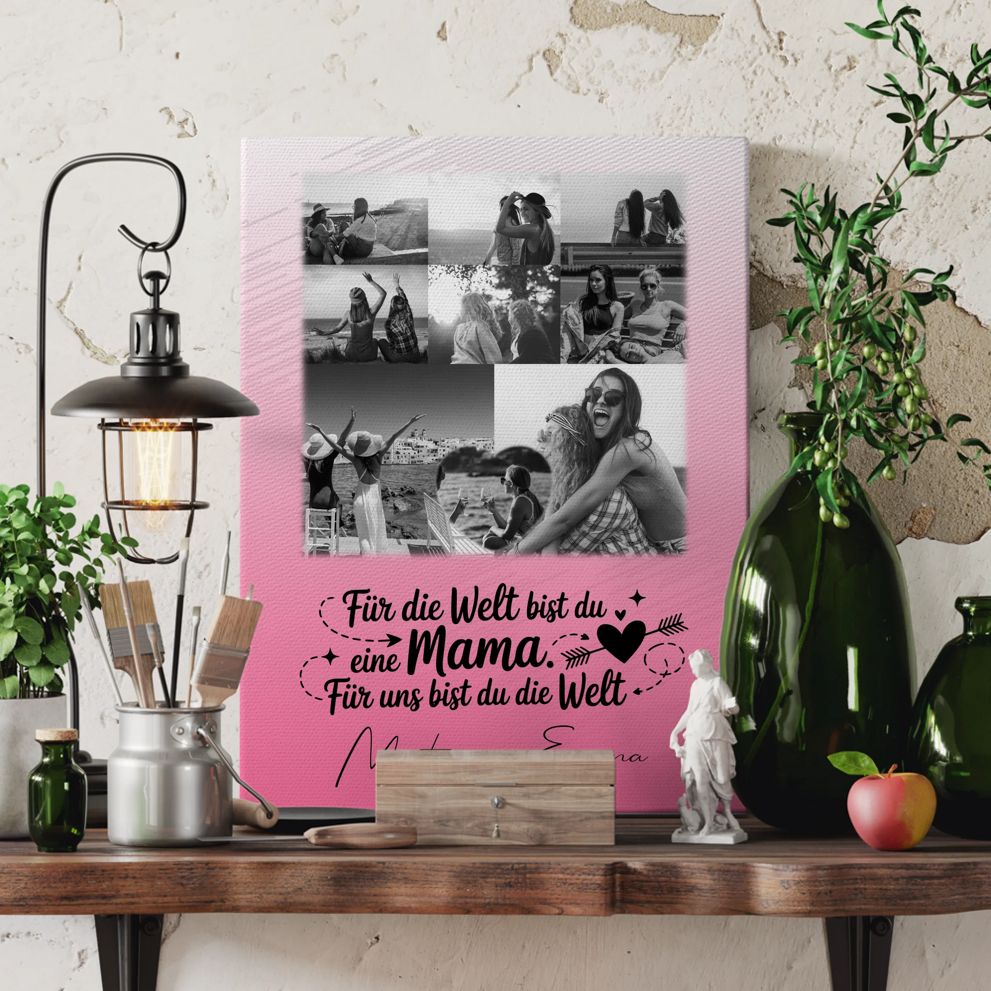 Mama Leinwand mit 8 Fotos und 1 Herz Foto Personalisiertes Geschenk Zuhause ist wo du bist 3