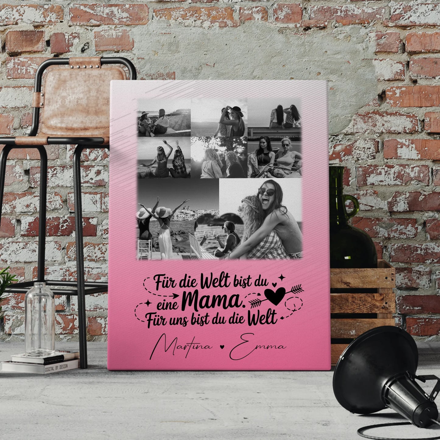 Mama Leinwand mit 8 Fotos und 1 Herz Foto Personalisiertes Geschenk Zuhause ist wo du bist 4