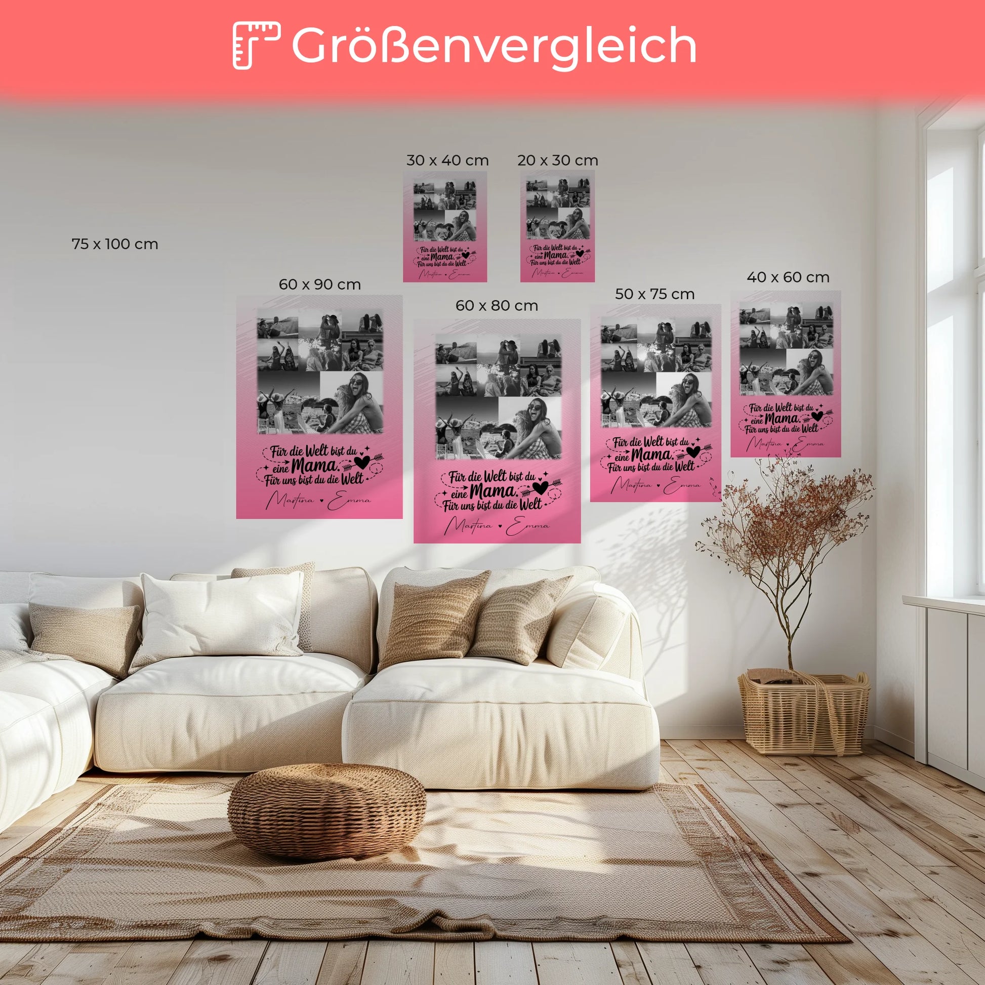 Mama Leinwand mit 8 Fotos und 1 Herz Foto Personalisiertes Geschenk Zuhause ist wo du bist 6