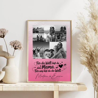 Poster Muttertag mit 8 Fotos und 1 Herz Foto Zuhause ist wo du bist