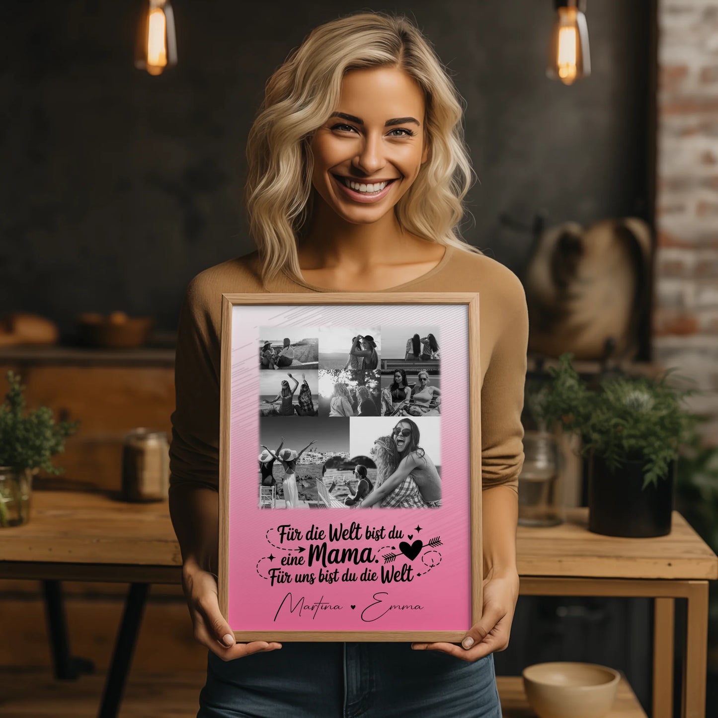 Poster Muttertag mit 8 Fotos und 1 Herz Foto Zuhause ist wo du bist