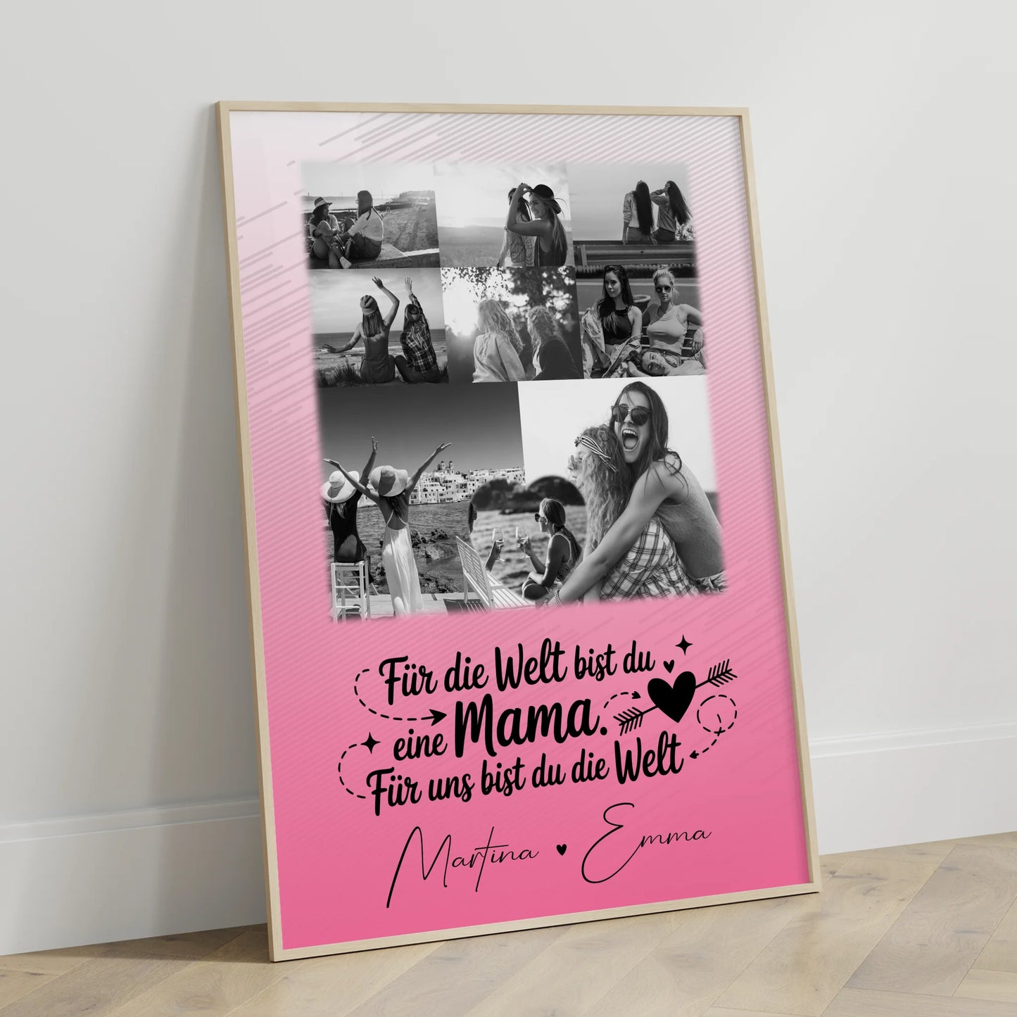 Poster Muttertag mit 8 Fotos und 1 Herz Foto Zuhause ist wo du bist