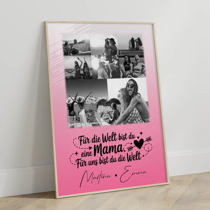 Poster Muttertag mit 8 Fotos und 1 Herz Foto Zuhause ist wo du bist