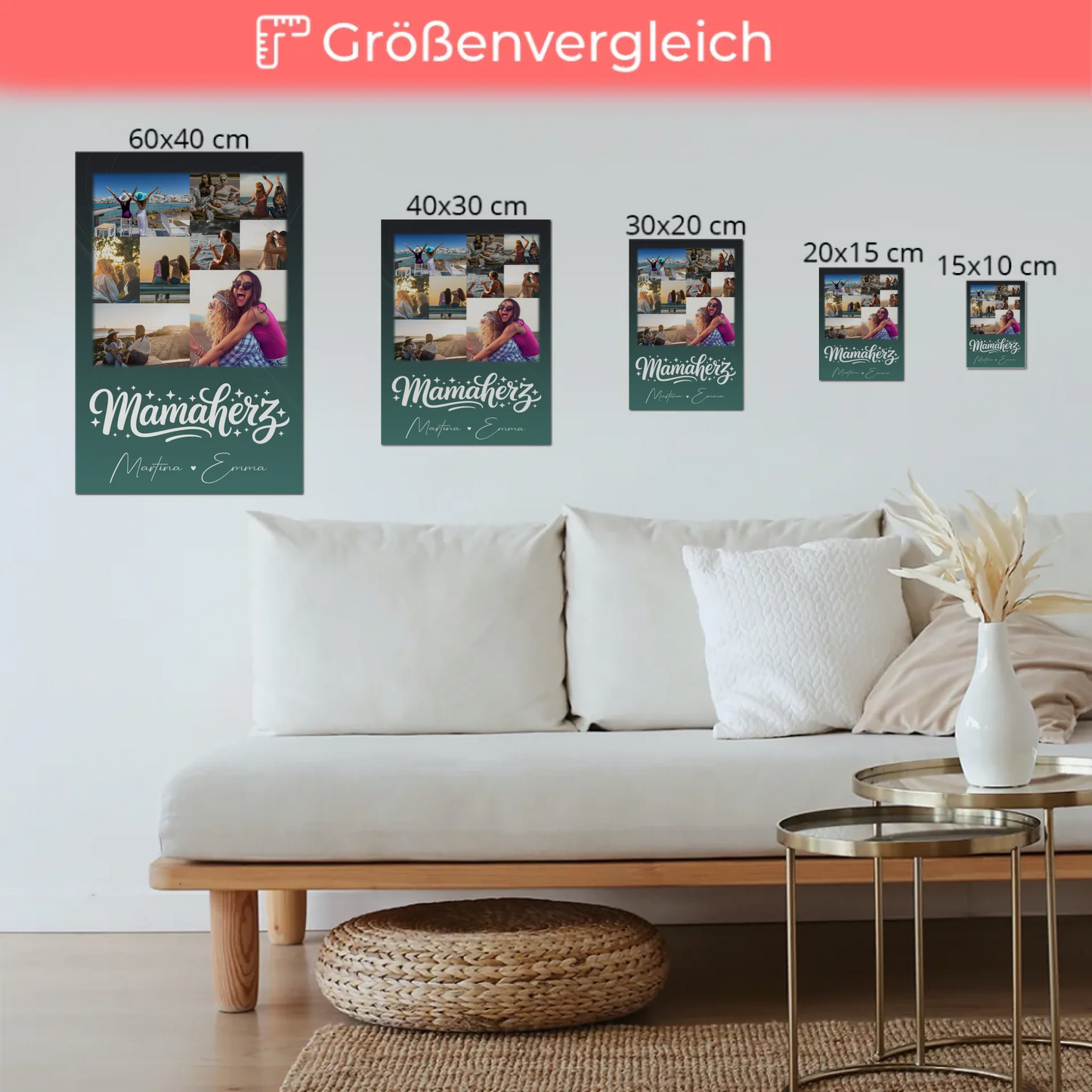 Personalisierte Mama Plakat Fotoboard mit 9 Fotos – Perfektes Geschenk für Mütter