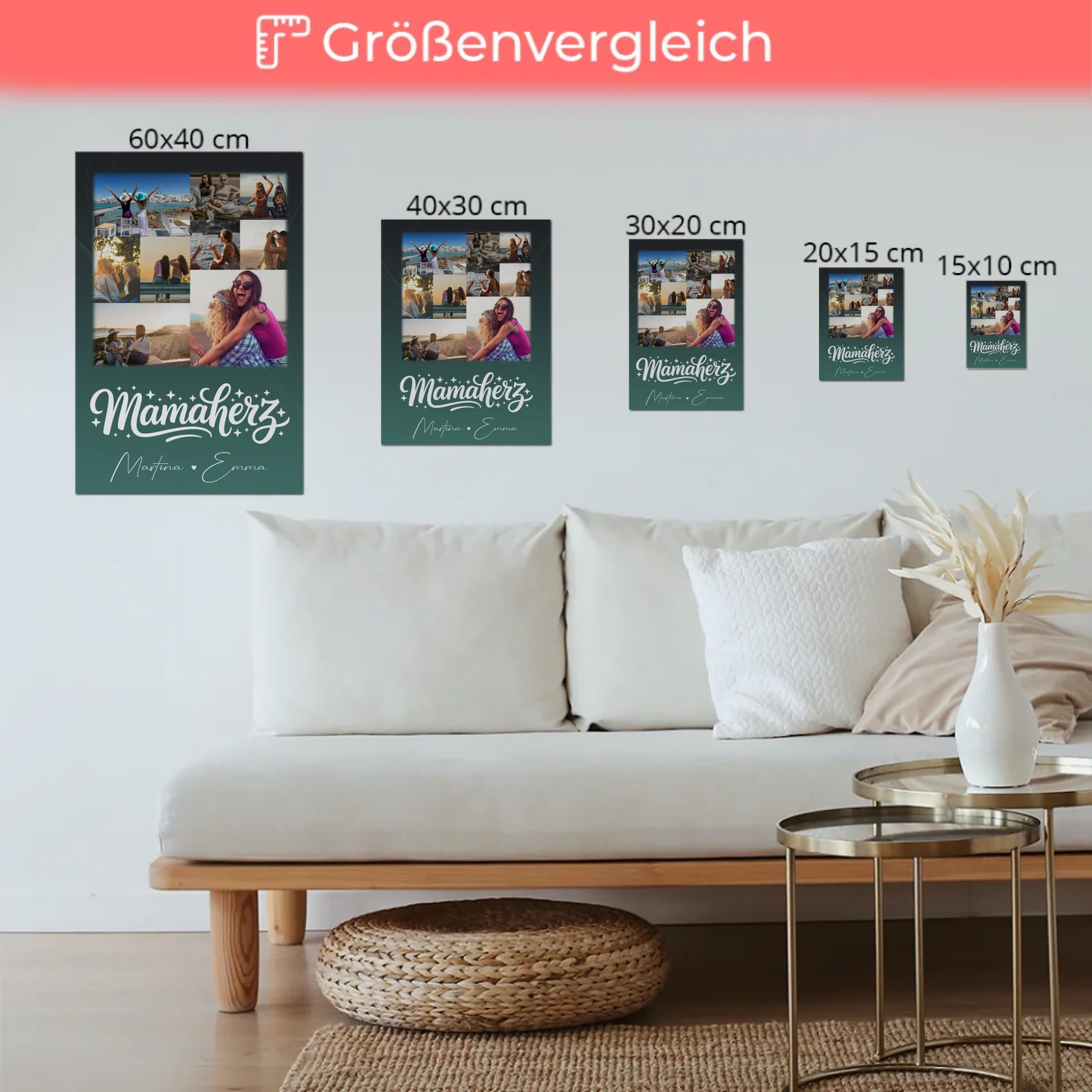 Personalisierte Mama Plakat Fotoboard mit 9 Fotos – Perfektes Geschenk für Mütter