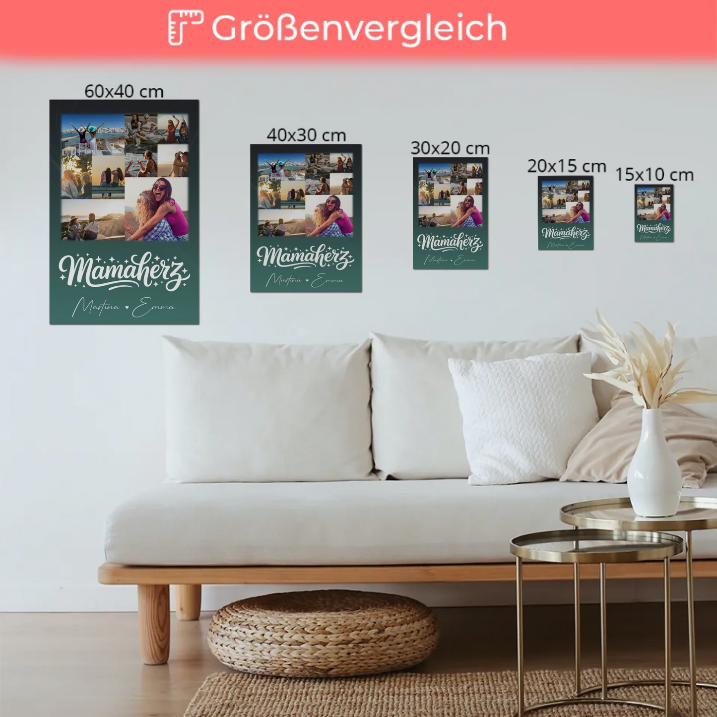 Personalisierte Mama Plakat Fotoboard mit 9 Fotos – Perfektes Geschenk für Mütter