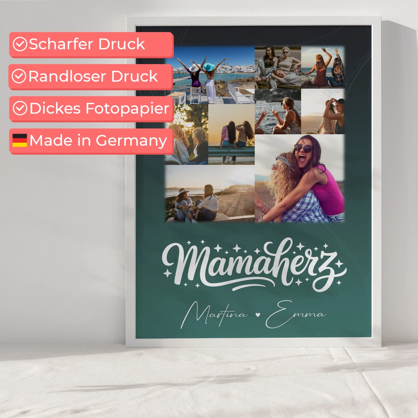 Mama Tochter Poster mit 9 Fotos personalisiert als einzigartige Geschenkidee für Mama